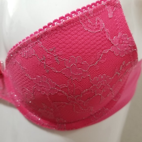 Xhilaration bra 34A Push-Up metallic floral lace sheer wings j hook convertible - Picture 7 of 14